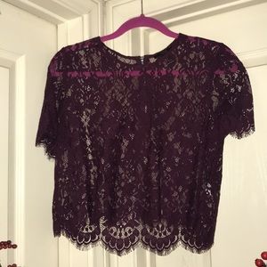 Forever 21 Wine Colored Lace Crop Top Size Large